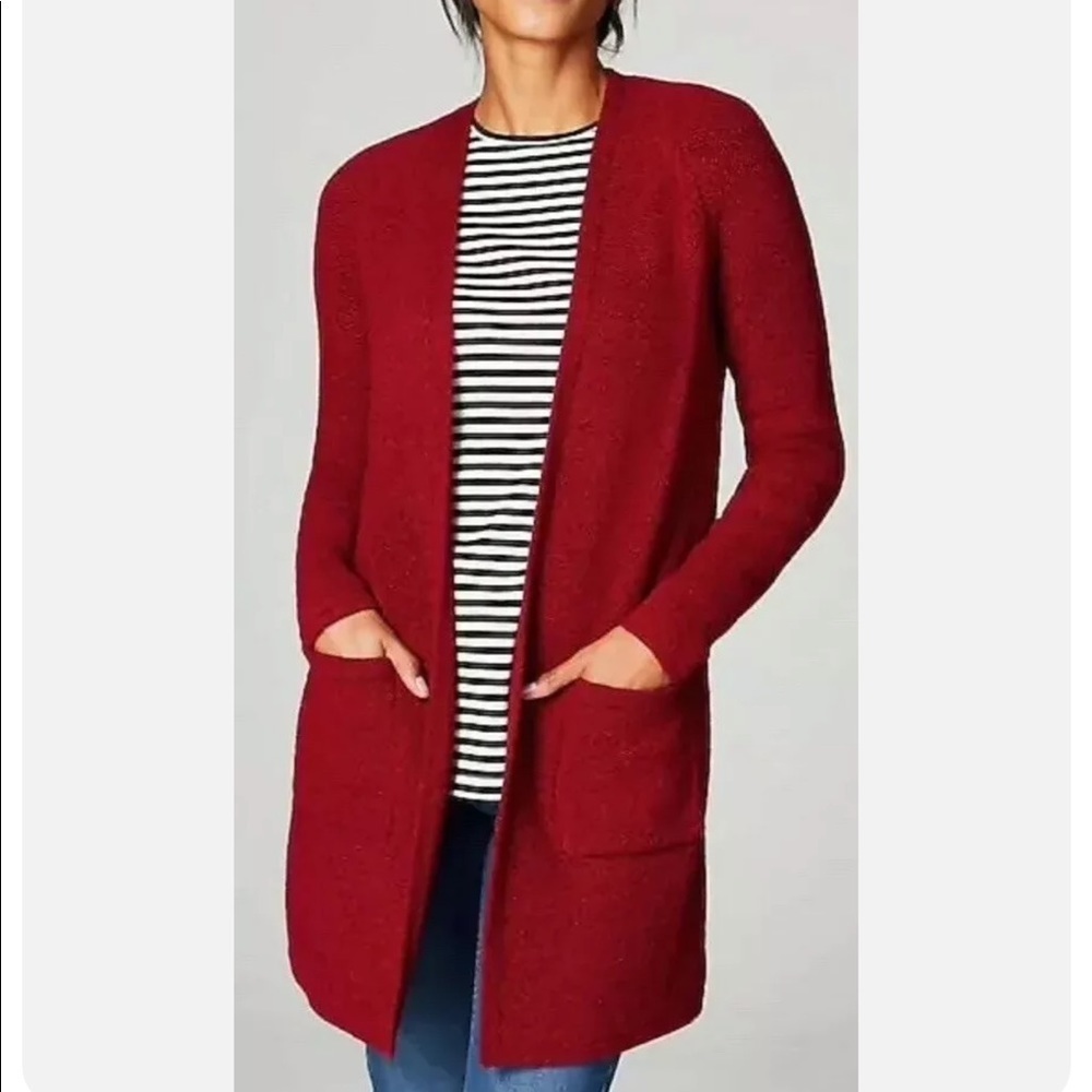 J Jill | Womens Size XS Red Easy Textured Cardigan Open Front Long Sleeves